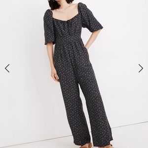 Madewell Square-Neck Bubble-Sleeve Jumpsuit in Spring Fling